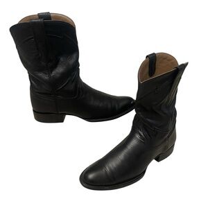 Cuero “The Austin” Black Leather Classic Roper Western Boot Mens size 9.5D